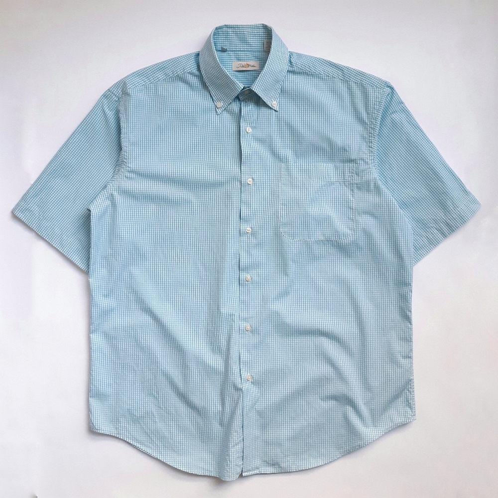 Peter Millar gingham short-sleeved button down shirt